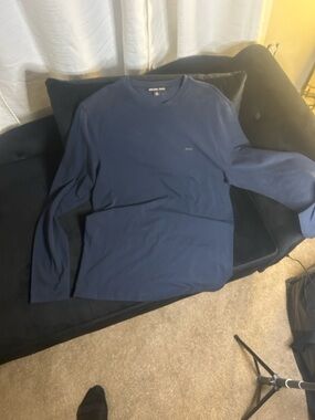 Michael Kors Navy Crewneck Long Sleeve Top